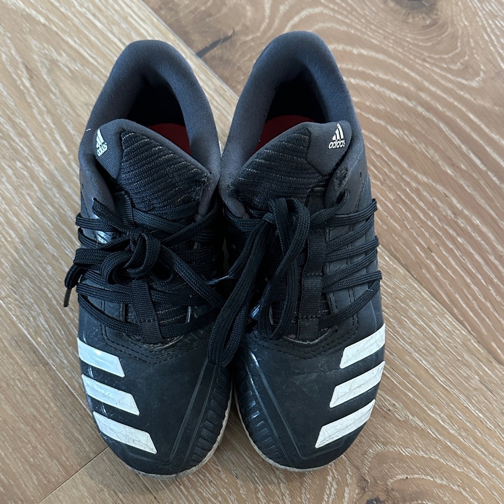 Kids Adidas Black and White baseball cleats